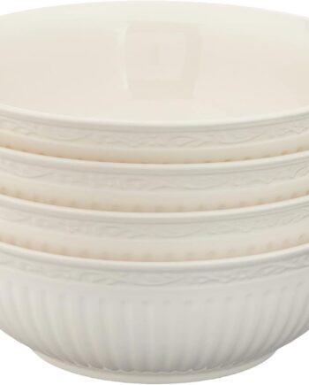 Countryside Stoneware Soup/Cereal Bowl, 7-Inch, Set of 4, 24 ounces,White