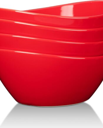 4 Pcs Ceramic Soup Bowls Set - 42 Ounces Kitchen Bowls for Cereal, Salad, Dessert, Serving Bowls  Bowl Set, Microwave, Dishwasher and Oven Safe, Red