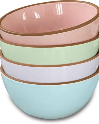 Ceramic Bowls For Kitchen, 28 - Bowl Set of 4 - For Cereal, Salad, Pasta, Soup, Dessert, Serving etc - Dishwasher, Microwave, and Oven Safe - For Breakfast, Lunch and Dinner - Assorted Colors