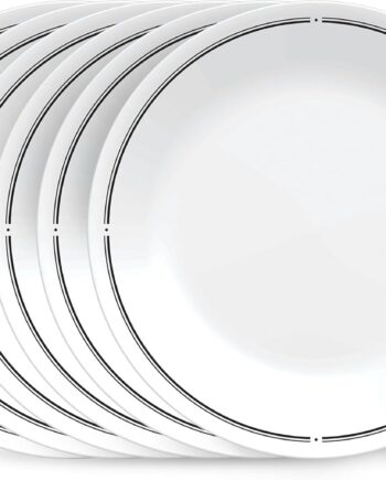 6-Piece 8.5" Lunch Round Plates,  Triple Layer Glass, Lightweight Round Plates, Salad Plates, Chip and Scratch Resistant, Microwave and Dishwasher Safe, Brasserie, Medium
