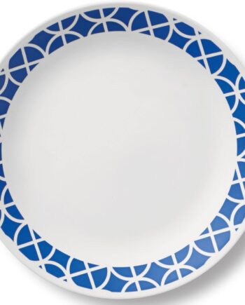 4-Pieces 10.25" Glass Dinner Plates, Chip & Crack Resistant Glass Dinnerware Set Plates, Cobalt Circles