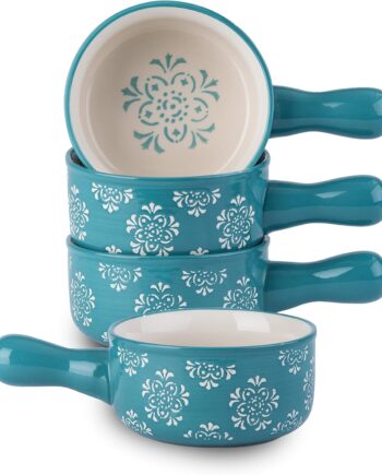 Soup Bowls Ceramic Onion Soup Crocks, 17 Ounce Soup Bowls With Handles, Soup Crocks, Soup Bowls Oven Safe, Stackable, Nonstick, 4pcs, for kitchen