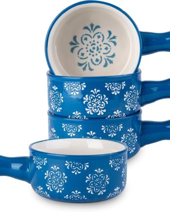 Soup Bowls Ceramic Onion Soup Crocks, 17 Ounce Soup Bowls With Handles, Soup Crocks, Soup Bowls Oven Safe, Stackable, Nonstick, 4pcs, for kitchen